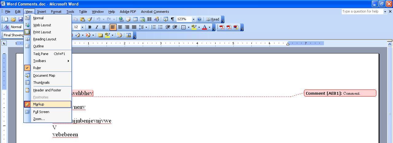 View > Markup